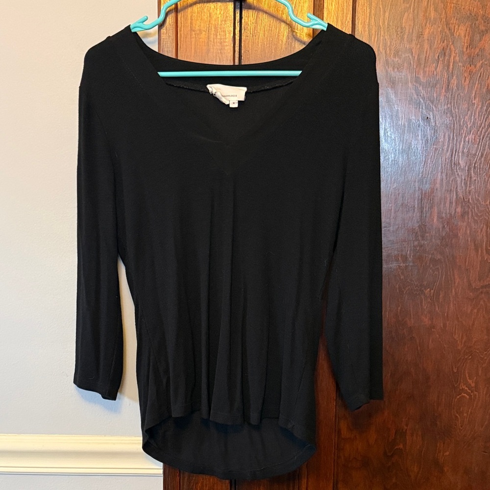 Anthropologie Black 3/4 sleeve V-Neck